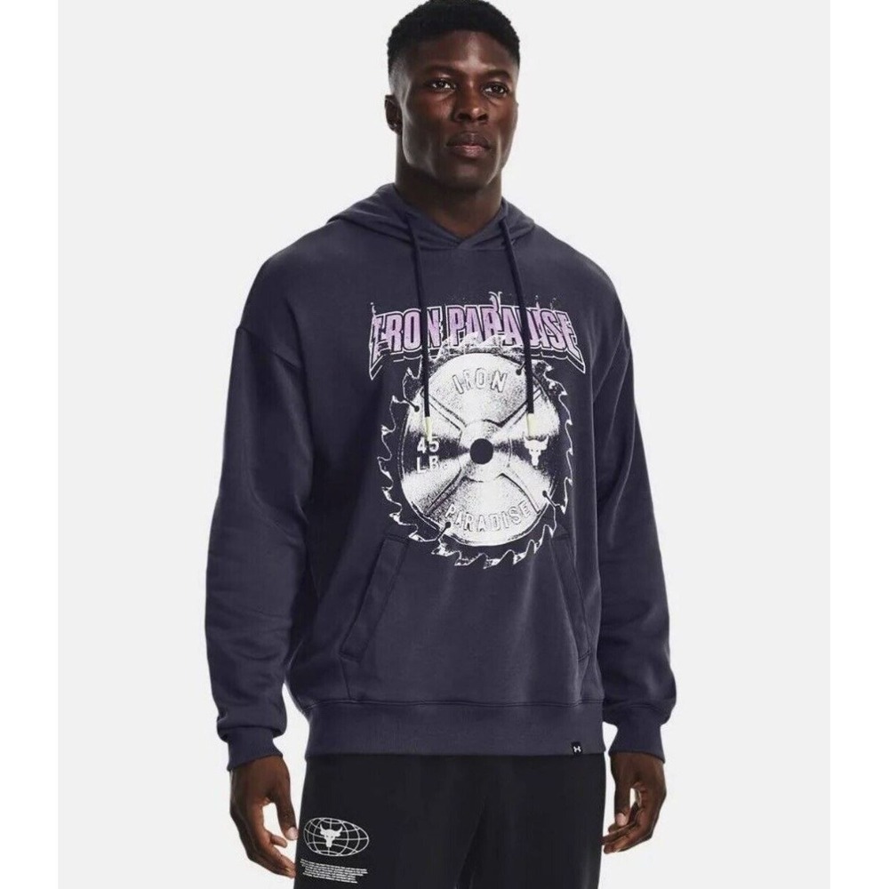 Under Armour Iron Paradise Mens Hoodie Dwayne Johnson 1373561 Navy Blue S